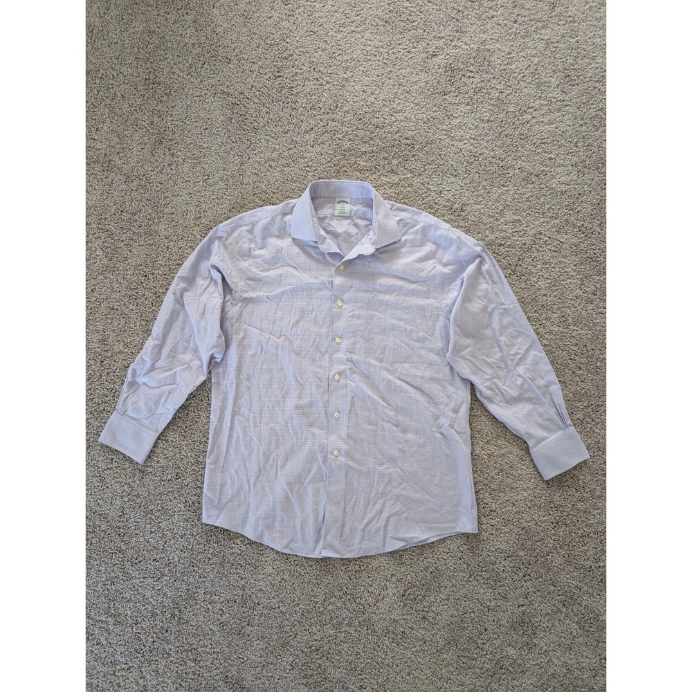 Brooks Brothers Shirt Regent Button Down Graph Check Purple Mens‎ 17 4/5